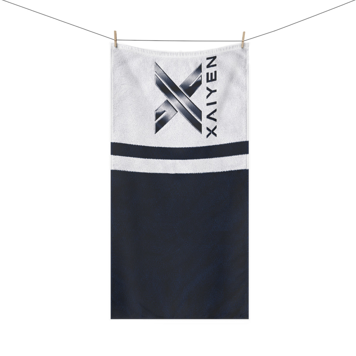 XAIYEN Premium Mink-Cotton Beach & Pool Towel-Navy Stripe