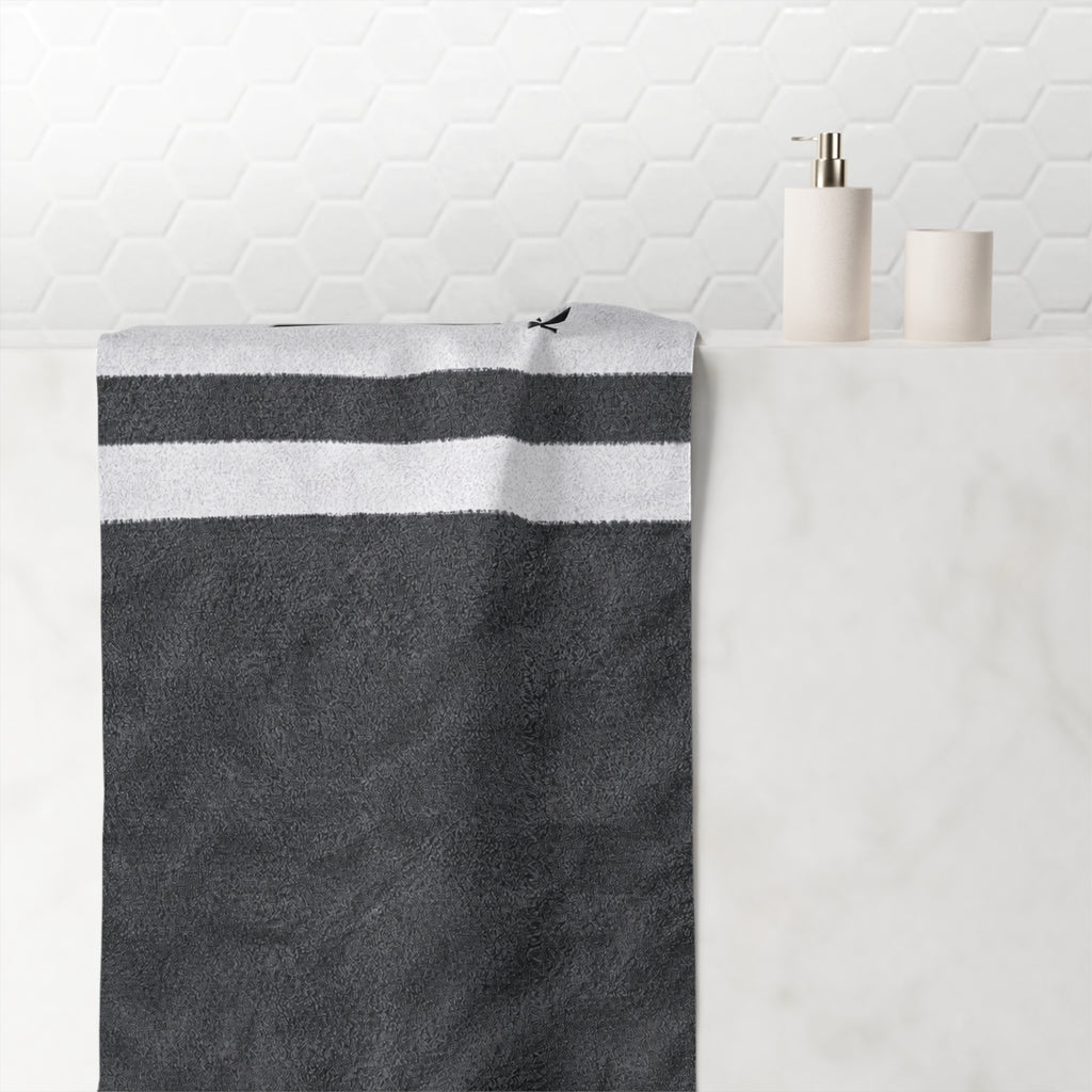 XAIYEN Premium Mink-Cotton Beach & Pool Towel- Charcoal Stripe