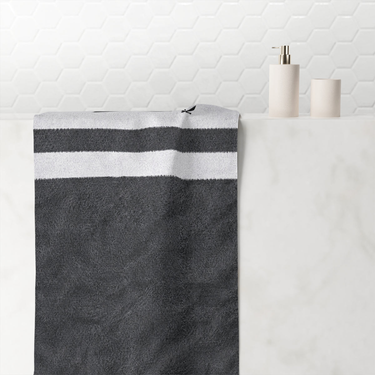 XAIYEN Premium Mink-Cotton Beach & Pool Towel- Charcoal Stripe