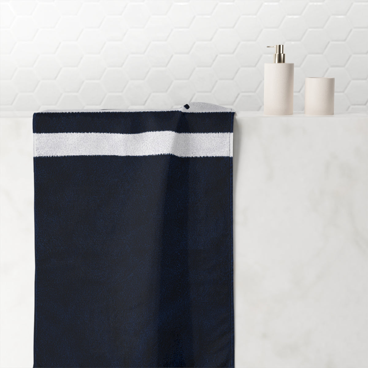 XAIYEN Premium Mink-Cotton Beach & Pool Towel-Navy Stripe