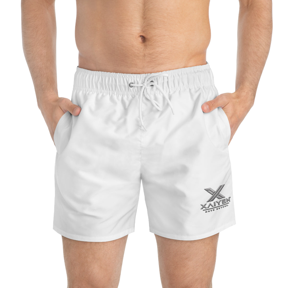 XAIYEN Signature Swim Trunks – White
